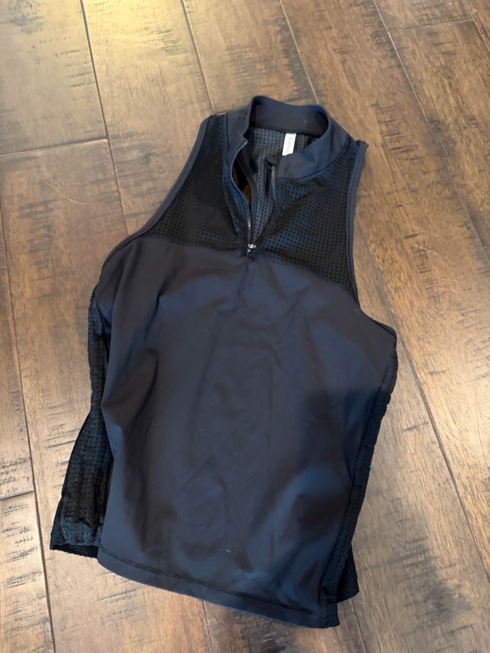 Athleta Black Perforated Zip-Front Athletic Tank